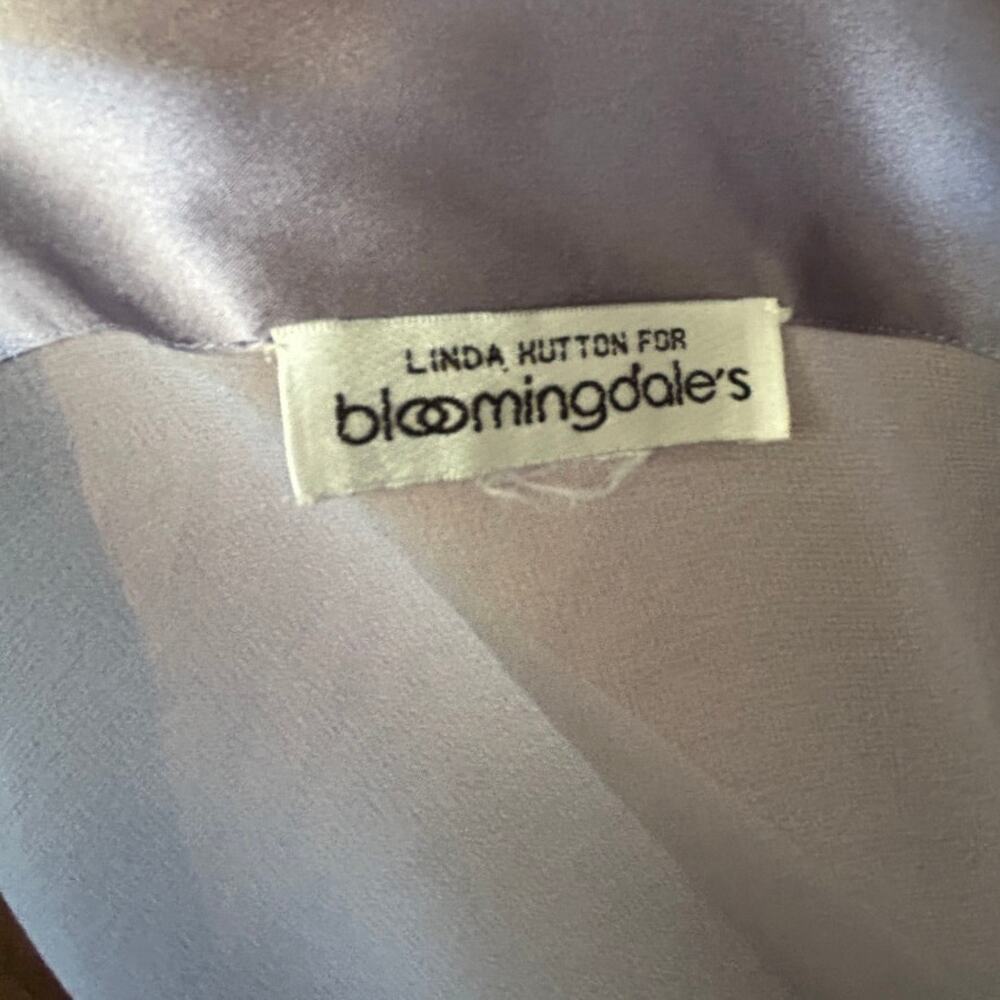 Vintage Linda Hutton For Bloomingdale's Silk Chiffon Lavender Shawl Scarf 33x66 - Picture 6 of 6